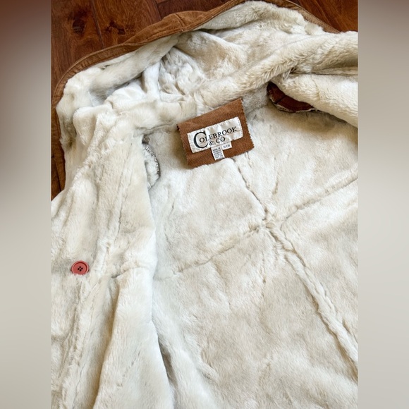 Colebrook & Co Suede Shearling Coat with Hood/ size S - Picture 11 of 12